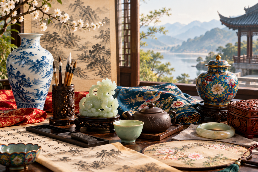 Traditional Chinese art and craft in a classical setting