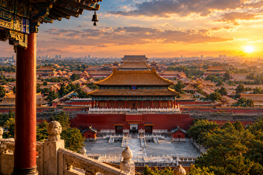 The Forbidden City in Beijing at sunset